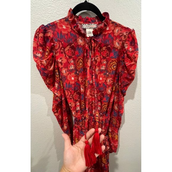 A. CALIN BY FLYING TOMATOE Red Ruffled Shoulder Mini Dress - Picture 8 of 10